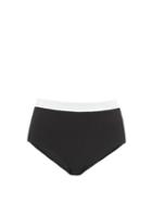 Matchesfashion.com Casa Raki - Marina Basketweave High-rise Bikini Briefs - Womens - Black White