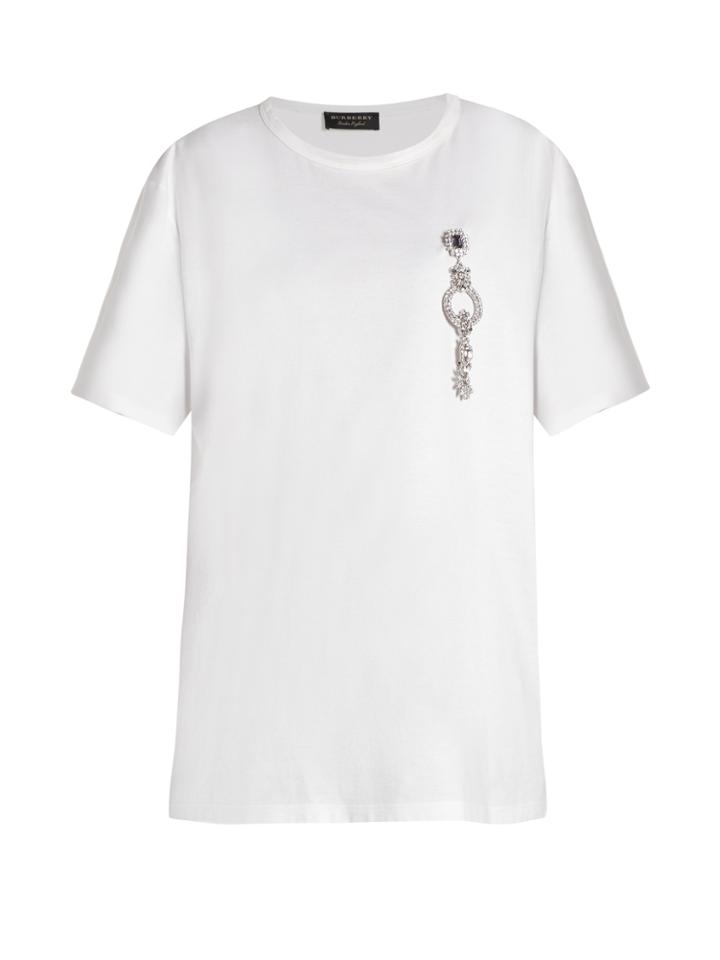 Burberry Crystal-embellished Cotton-jersey T-shirt