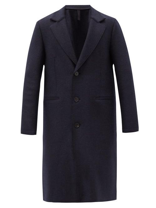 Matchesfashion.com Harris Wharf London - Pressed-wool Single-breasted Overcoat - Mens - Navy