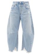 Citizens Of Humanity - Horseshoe Distressed Curve-leg Jeans - Womens - Light Blue