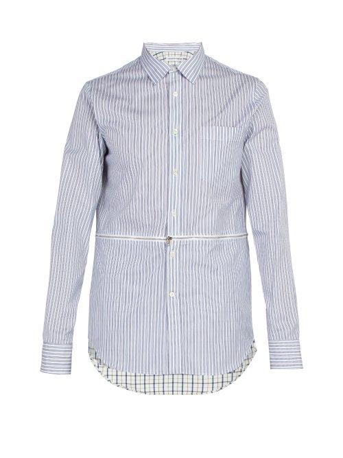 Matchesfashion.com Alexander Mcqueen - Zip Detail Striped Shirt - Mens - Blue