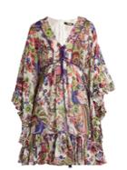Roberto Cavalli Floral-print Ruffled Silk Dress