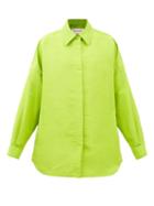 Valentino - Oversized Silk-faille Shirt - Womens - Green