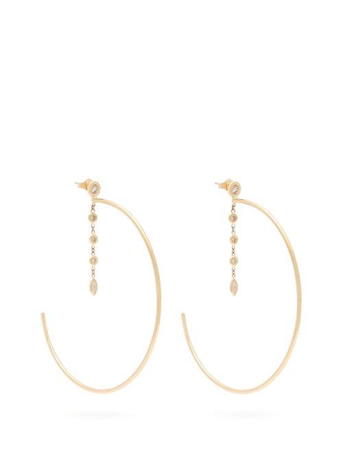 Matchesfashion.com Jacquie Aiche - Gold & Diamond Hoop Earrings - Womens - Gold