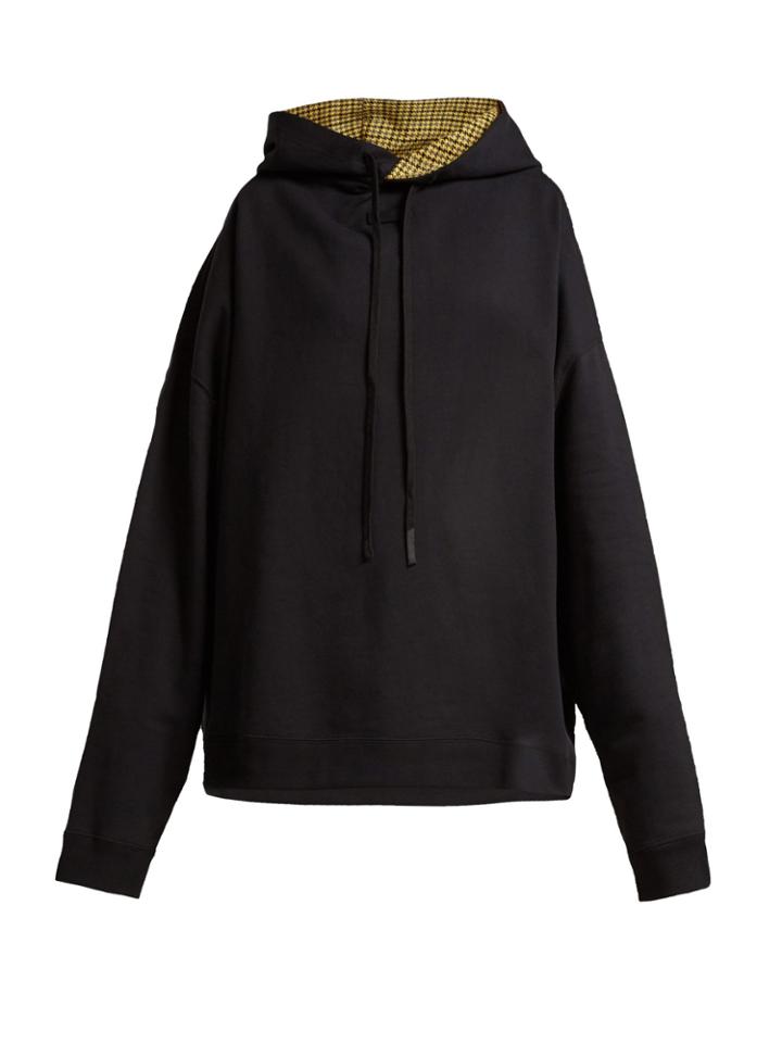 Raf Simons Houndstooth-panel Cotton Hooded Sweatshirt