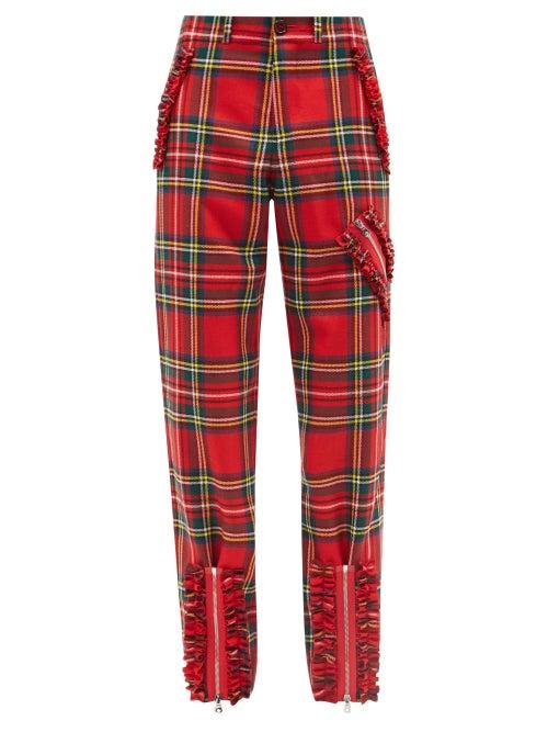 Molly Goddard - Franko Frilled Wool-tartan Trousers - Mens - Red Multi