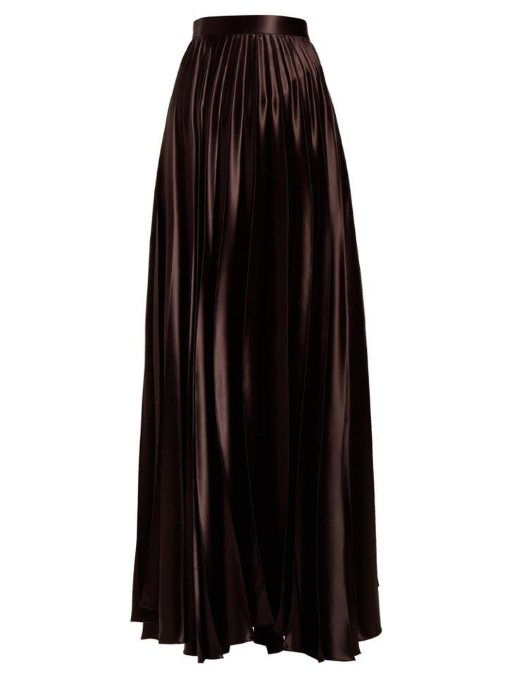The Row Vailen Pleated Satin Midi Skirt