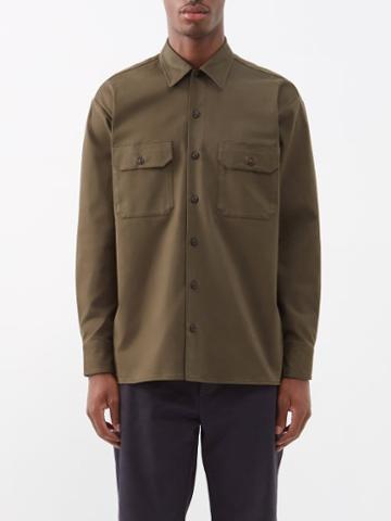 Ghiaia Cashmere - Flap-pocket Cotton-twill Shirt - Mens - Green