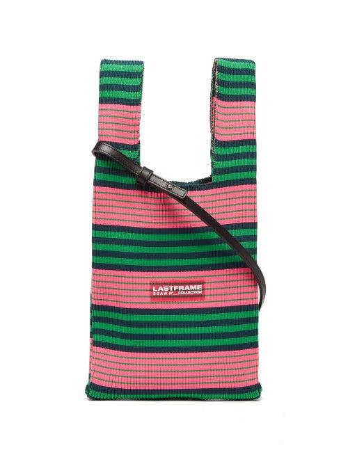 Lastframe - Market Small Striped Ribbed-knit Tote Bag - Womens - Green Multi