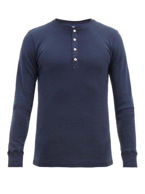 Matchesfashion.com Schiesser - Karl Heinz Cotton Henley T Shirt - Mens - Navy