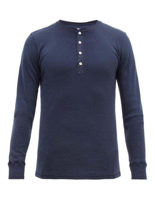 Matchesfashion.com Schiesser - Karl Heinz Cotton Henley T Shirt - Mens - Navy