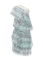 Matchesfashion.com Zandra Rhodes - Tiered Abstract Print Silk Chiffon Midi Dress - Womens - Blue Print