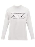 Matchesfashion.com Martine Rose - Logo Print Long Sleeved Cotton T Shirt - Mens - White Multi