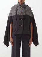 See By Chlo - Prince Of Wales Check Wool-blend Hooded Cape - Womens - Black Multi