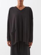 Eskandar - Patch-pocket Pima-cotton Jersey Trapeze Top - Womens - Black