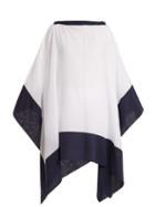 Matchesfashion.com Casa Nata - Split Contrast Hem Cotton Poncho - Womens - White Navy