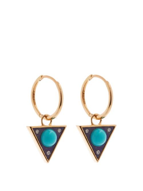 Matchesfashion.com Noor Fares - Vishuddha Diamond, Lapis & Gold Earrings - Womens - Blue
