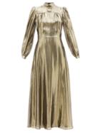 Bella Freud - Angelica High-neck Lam Maxi Dress - Womens - Gold
