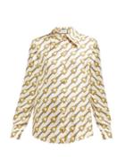 Matchesfashion.com Gucci - Horsebit Print Silk Twill Blouse - Womens - Ivory Multi