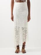 Paco Rabanne - Asymmetric Floral-lace Skirt - Womens - Ivory