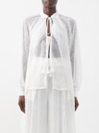 Palmer/harding Palmer//harding - Loop Drawstring-front Broderie-anglaise Blouse - Womens - Ivory
