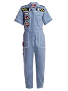 Miu Miu Badge-appliqu Cotton-blend Jumpsuit