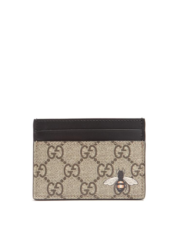 Gucci Gg Supreme Bee-print Leather Cardholder