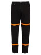 Heron Preston Cyrillic-tape Raw-denim Jeans