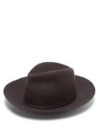 Matchesfashion.com Isabel Marant - Kinly Leather-trimmed Wool-felt Fedora Hat - Womens - Grey