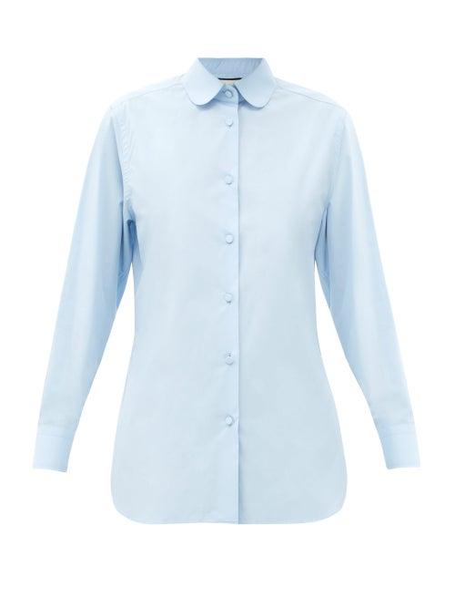 Matchesfashion.com Gucci - Club-collar Cotton-poplin Shirt - Womens - Light Blue