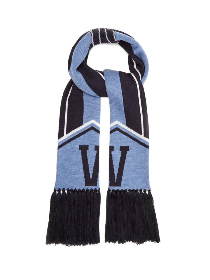 Versace Logo-intarsia Wool Scarf
