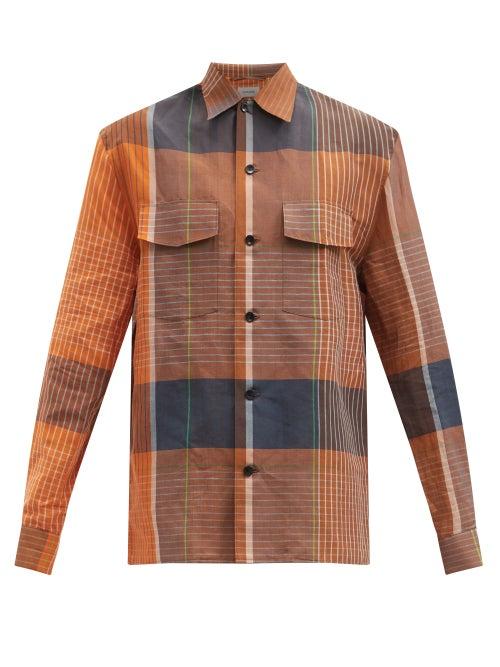 Matchesfashion.com Lemaire - Checked Cotton-blend Shirt - Mens - Orange Multi