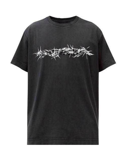 Givenchy - Barbed-wire Print Cotton-jersey T-shirt - Mens - Black