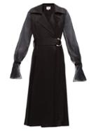 Matchesfashion.com Galvan - Balloon-sleeves Satin Wrap Dress - Womens - Black