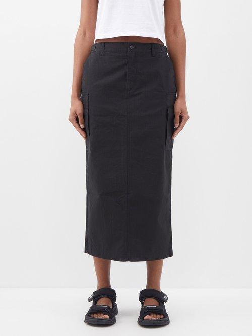 Wardrobe.nyc Wardrobe. Nyc - Cargo-pocket Ripstop-cotton Midi Skirt - Womens - Black