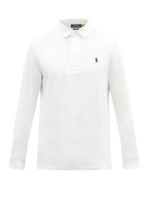 Matchesfashion.com Polo Ralph Lauren - Logo-embroidered Cotton-jersey Rugby Shirt - Mens - White