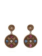 Matchesfashion.com Jade Jagger - Pearl & Ruby 18kt Gold Star Medallion Earrings - Womens - Gold