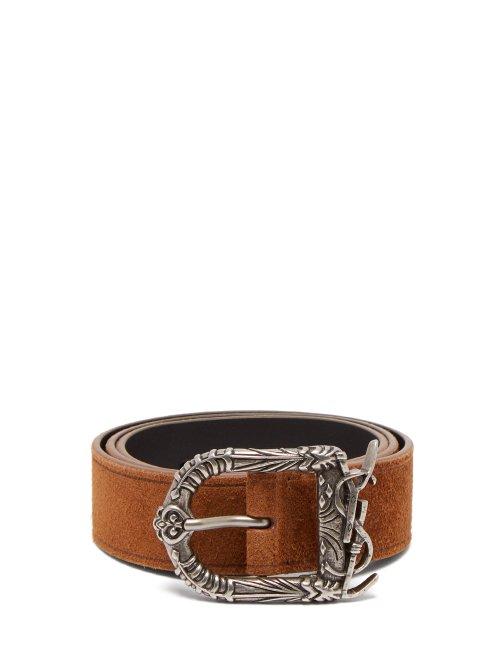 Matchesfashion.com Saint Laurent - Suede Belt - Womens - Tan