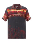 Matchesfashion.com Phipps - Short-sleeved Desert-print Crepe Shirt - Mens - Black Red