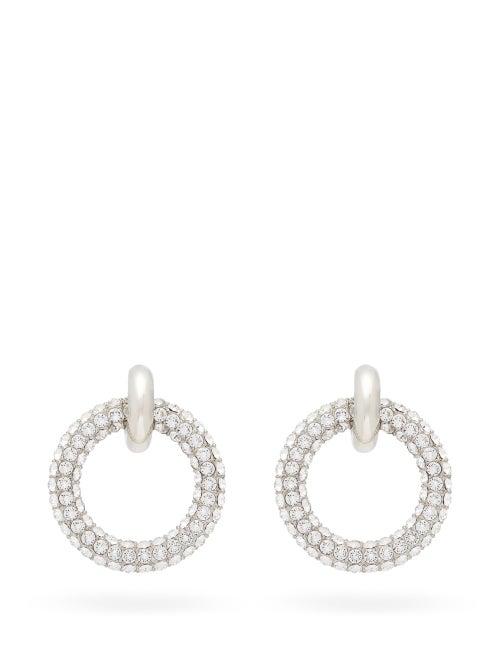 Matchesfashion.com Balenciaga - Crystal-pav Hoop Earrings - Womens - Crystal