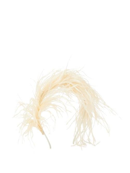 Matchesfashion.com Philippa Craddock - Feather Trimmed Headband - Womens - White