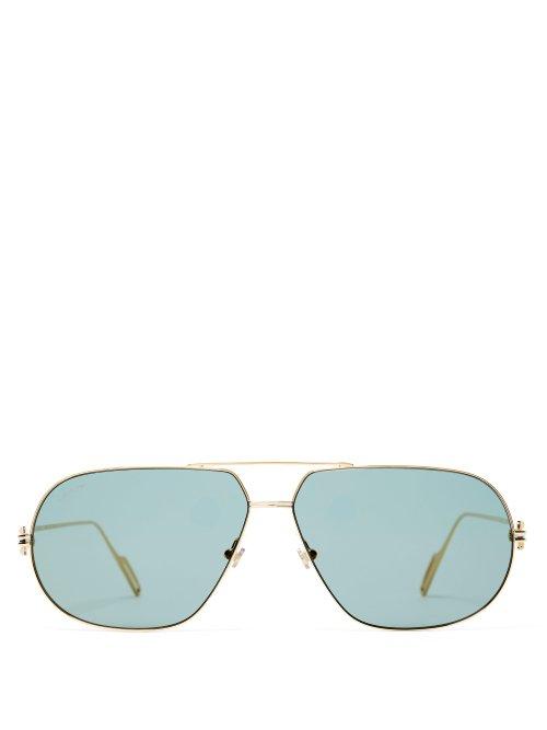 Matchesfashion.com Cartier Eyewear - Premire De Cartier Aviator Frame Sunglasses - Mens - Gold