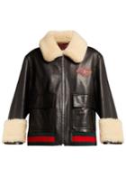 Gucci Shearling-trimmed Leather Jacket