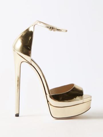 Jimmy Choo - Max 150 Mirrored-leather Platform Sandals - Womens - Gold