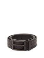 Matchesfashion.com Bottega Veneta - Intrecciato Leather Belt - Mens - Dark Brown