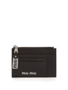 Matchesfashion.com Miu Miu - Logo Print Grained Leather Cardholder - Womens - Black