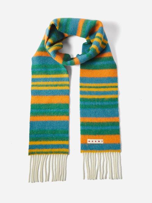 Marni - Striped Alpaca-blend Scarf - Mens - Green Multi