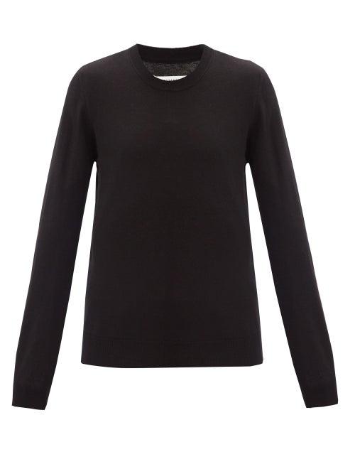 Matchesfashion.com Maison Margiela - Elbow-patch Quarter-zip Cotton-blend Sweater - Mens - Black