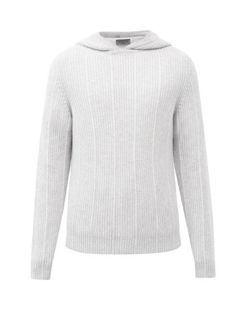 Matchesfashion.com Iris Von Arnim - August Rib-knitted Cashmere Hooded Sweater - Mens - Light Grey