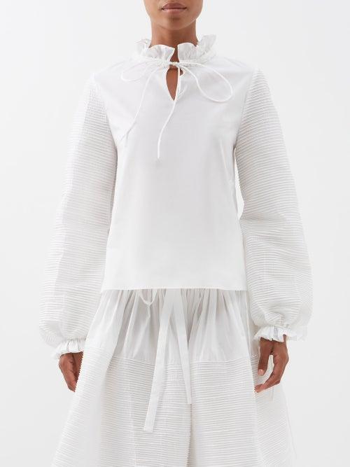 Horror Vacui - Fuyuku Balloon-sleeve Cotton Blouse - Womens - White